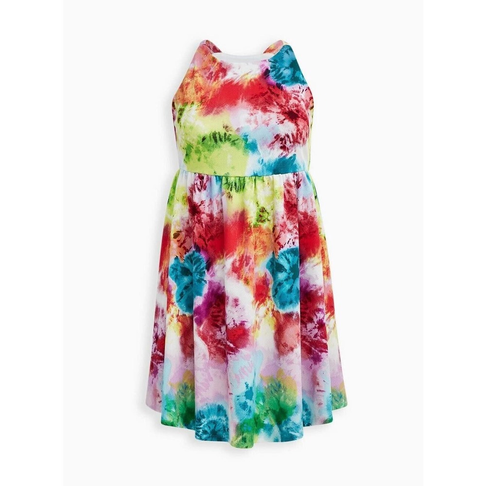 Torrid Mini Textured Knit Skater Dress Tie Dye Watercolor Women's Plus Size 4 4X - Picture 10 of 10